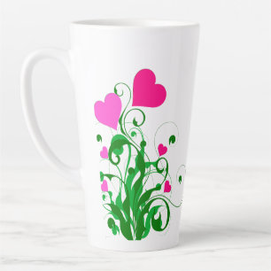 Taza De Café Latte Árbol de corazones de amor
