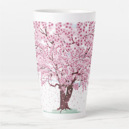 Taza De Café Latte Árbol de flores de cerezo