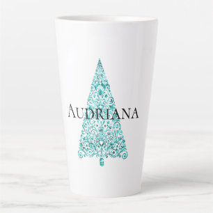 Taza De Café Latte Árbol de Navidad azul Aqua