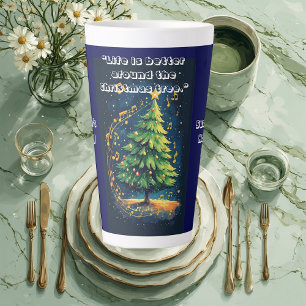 Taza De Café Latte Árbol de Navidad bailando notas musicales diversió