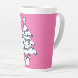 Taza De Café Latte Árbol de Navidad Blanco