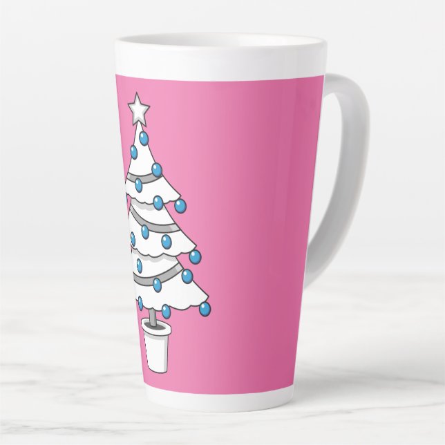Taza De Café Latte Árbol de Navidad Blanco (Ángulo derecho)