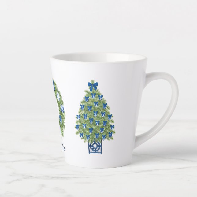 Taza De Café Latte Árbol de Navidad Chinoiserie y guirnalda (Derecha)