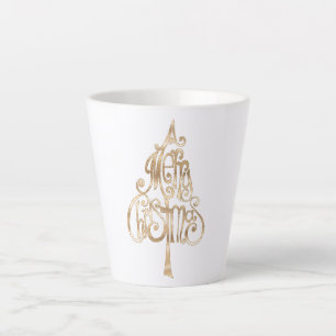 Taza De Café Latte Árbol de Navidad dorado