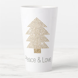 Taza De Café Latte Árbol de Navidad Glitzy Purpurina Gold   