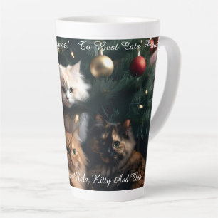 Taza De Café Latte Árbol de Navidad para Gatos, Imagen y Texto, Perso