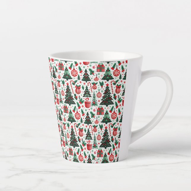 Taza De Café Latte Árbol de Navidad, regalos, caramelos (Derecha)