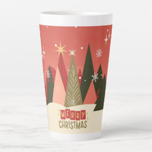 Taza De Café Latte Árbol de Navidad Retro/Vintage