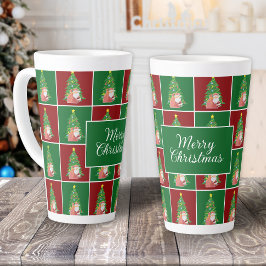 Taza De Café Latte árbol de Navidad | Santa | personalizable rojo-ver