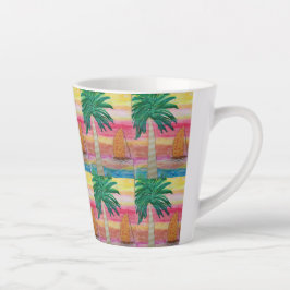 Taza De Café Latte Árbol de palmas y velero