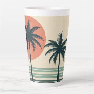 Taza De Café Latte Árbol de palmeras tropicales retro/vintage