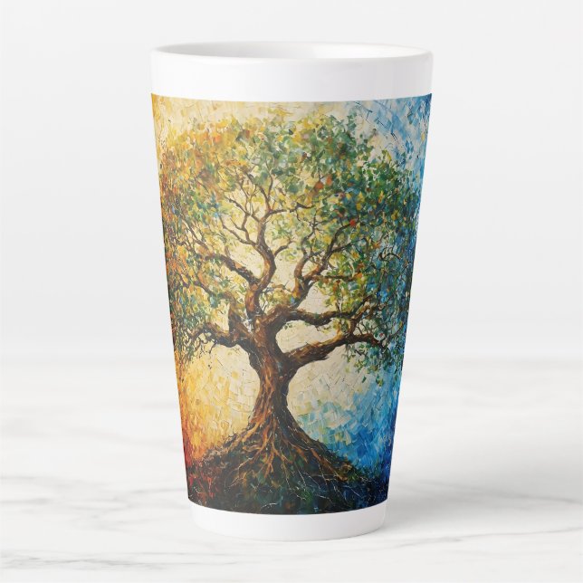 Taza De Café Latte Árbol del conocimiento - Pintura de petróleo (Anverso)