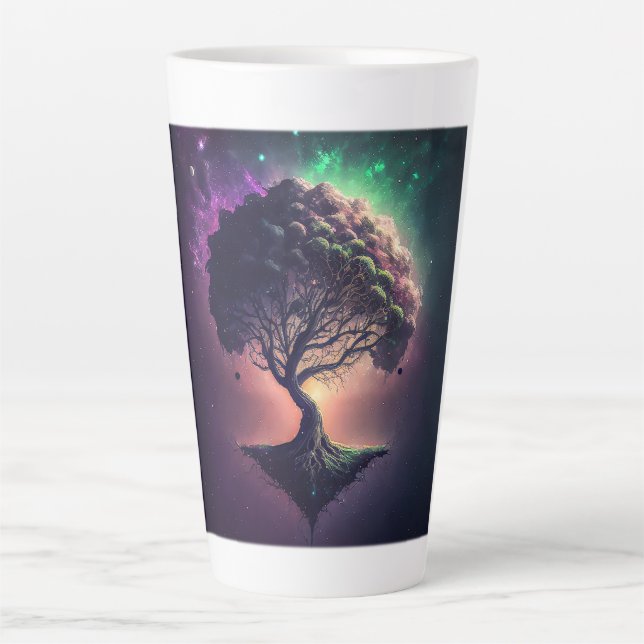 Taza De Café Latte Árbol en el espacio (Anverso)