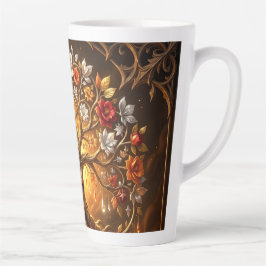 Taza De Café Latte Árbol iluminado por la luna de la eternidad embrea