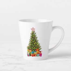Taza De Café Latte Árbol navideño con estrella presenta vacaciones