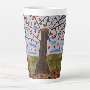 Taza De Café Latte Árbol otoñal