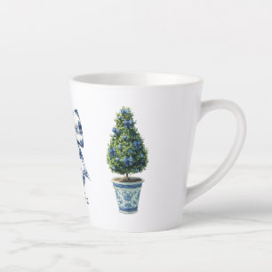 Taza De Café Latte Árbol topiario de Navidad con Chinoiserie
