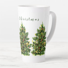 Taza De Café Latte Árbol vintage de Navidad