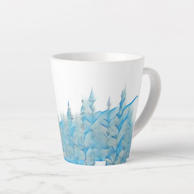 Taza De Café Latte Árboles azules nevados (Ángulo derecho)