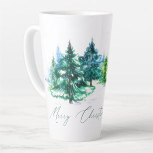 Taza De Café Latte Árboles de acuarela