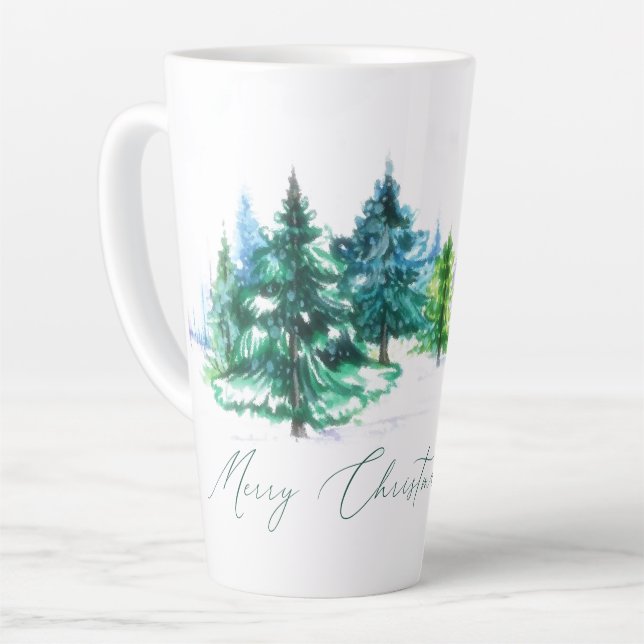 Taza De Café Latte Árboles de acuarela (Ángulo izquierdo)