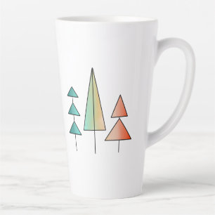 Taza De Café Latte árboles de arcoíris modernos de mediados de siglo