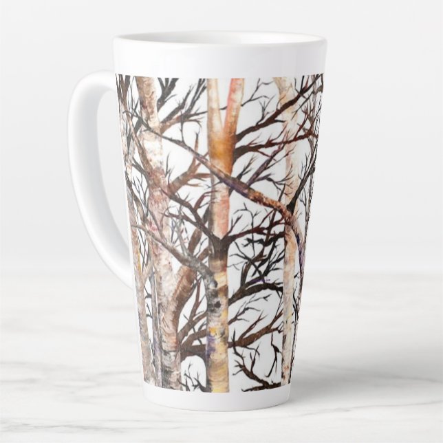 Taza De Café Latte Árboles de aves de Alaska 17oz Latte Mug (Ángulo izquierdo)