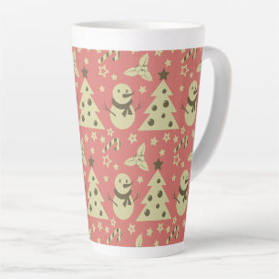 Taza De Café Latte Árboles de Navidad retro estrella de berry caramel