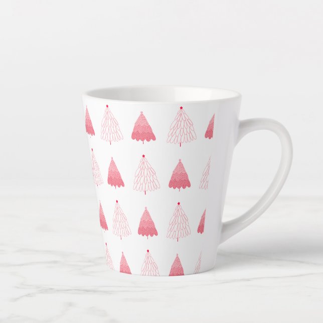 Taza De Café Latte Árboles de Navidad rosados (Derecha)