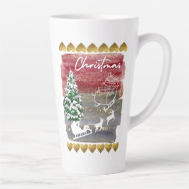 Taza De Café Latte Árboles de Navidad vintage