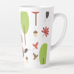 Taza De Café Latte Árboles de otoño hojas bellota estacional