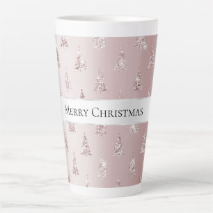 Taza De Café Latte Árboles navideños Rosa de oro de Rubor Purpurina