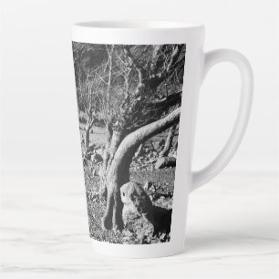 TAZA DE CAFÉ LATTE ÁRBOLES NEGROS Y BLANCOS