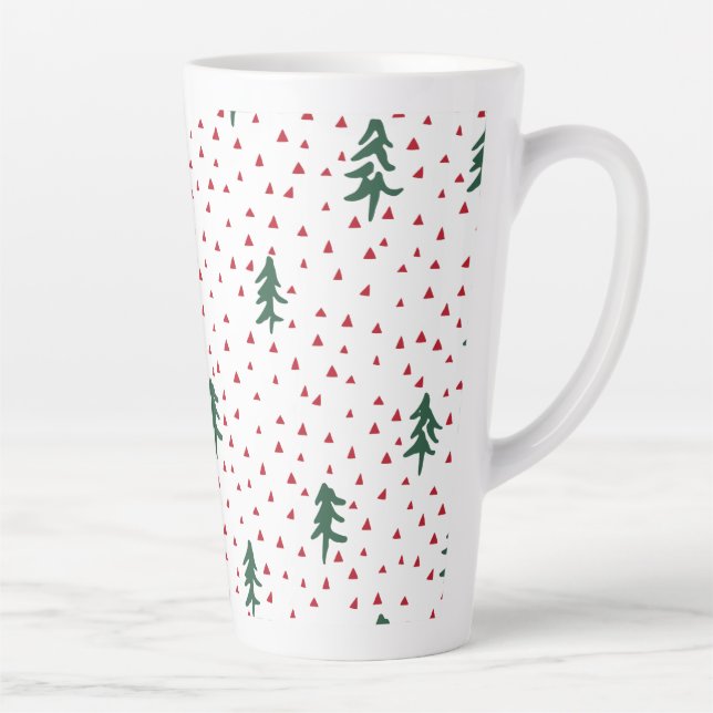 Taza De Café Latte Árboles verdes de Navidad (Derecha)