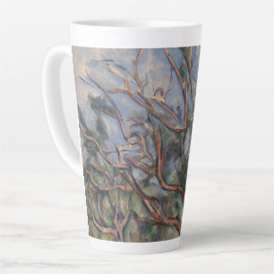 Taza De Café Latte Árboles y Carretera, Paisaje Postimpresionista