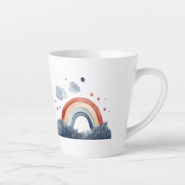 Taza De Café Latte Arcoíris acuarela boho (Derecha)