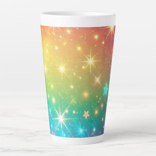 Taza De Café Latte Arcoíris colorido estrella espacio (Anverso)