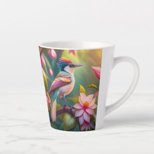 Taza De Café Latte Arcoiris con crema Jay Fantasy Bird