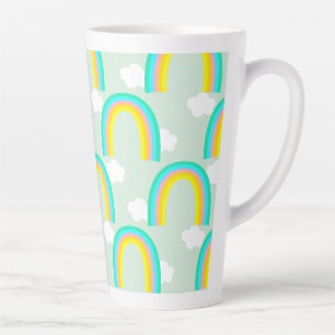 Taza De Café Latte Arcoíris con Nube Azul