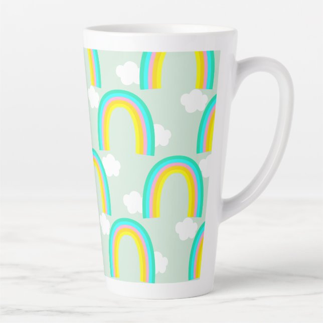 Taza De Café Latte Arcoíris con Nube Azul (Derecha)