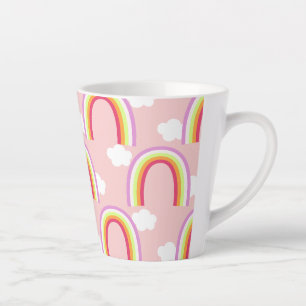 Taza De Café Latte Arcoíris con Nube Rosa