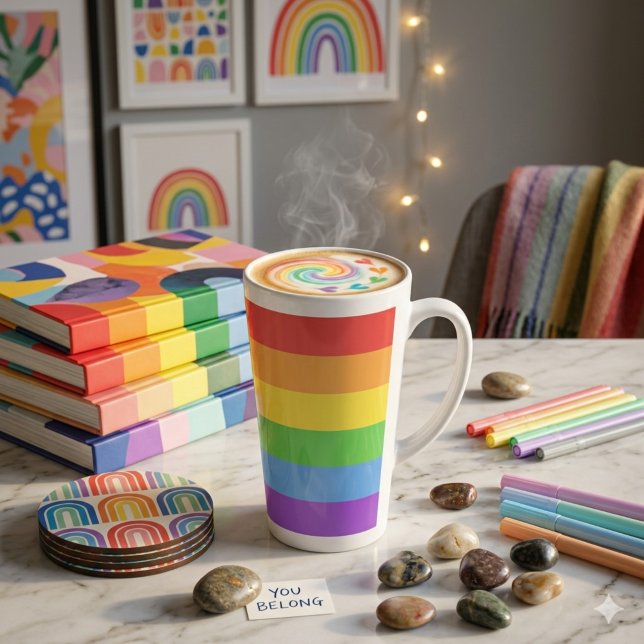 Taza De Café Latte Arcoíris de Orgullo (Subido por el creador)