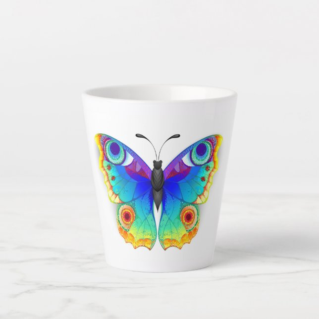 Taza De Café Latte Arcoiris mariposa Peacock Eye (Anverso)