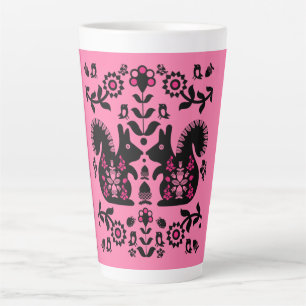 Taza De Café Latte Ardilla Escandinavia Nórdica Arte Popular