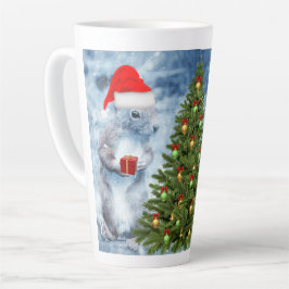 Taza De Café Latte Ardilla Santa con Navidad
