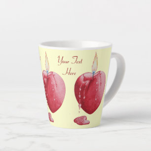 Taza De Café Latte ardor de velas con forma de corazón de amor rojo