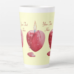 Taza De Café Latte ardor de velas con forma de corazón de amor rojo