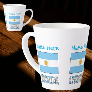 Taza De Café Latte Argentina Bandera Argentina Azul Personalización 