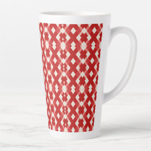 Taza De Café Latte Argyle, rojo blanco rosa día de San Valentín