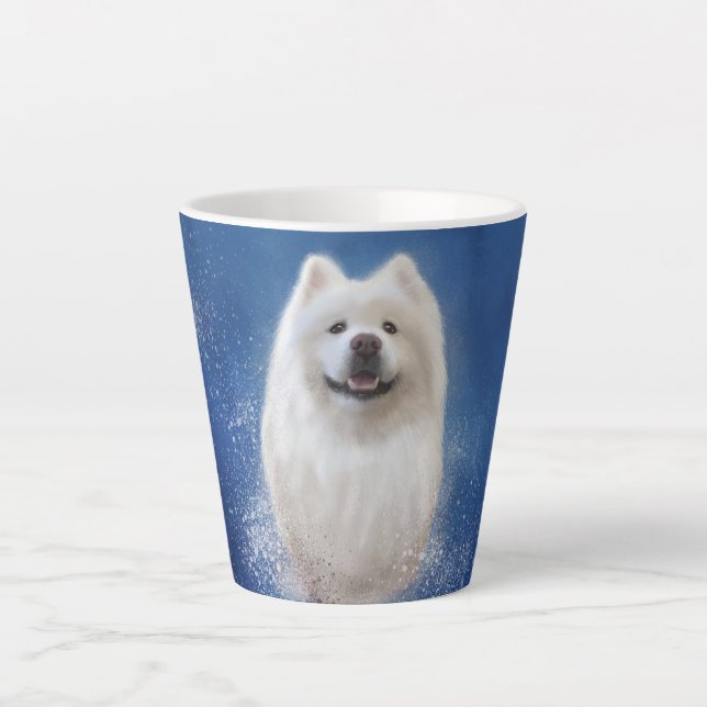 Taza De Café Latte Ari la colección Samoyed BLUE (Anverso)